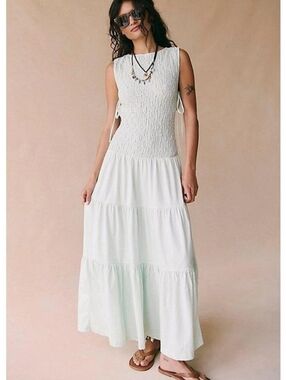 Free-est Sterling Smocked Side Tie Maxi Dress Size Medium